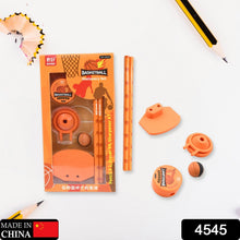 Football & Basketball Stationery Kit – Pencil, Sharpener & Eraser (Birthday Gift)