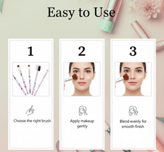 Floral Makeup Brush Set for Eyes, Lips, and Face (5 Pc)